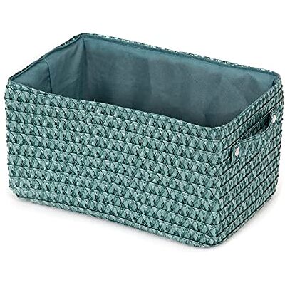 Compactor Opbergmand, rechthoekig, met intrekbare handgreep, versterkt met karton, groen met bijpassende binnenvoering, serie Lilou, 23 x 15 x 12 cm Compactor Opbergmand, rechthoekig, met intrekbare handgreep, versterkt met karton, groen met bijpassende binnenvoering, serie Lilou, 23 x 15 x 12 cm