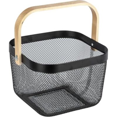 WENKO Badkamer Mand met Bamboe Beheer, 25 cm Lengte x 17 cm Breedte x 25 cm Hoogte, Zwart WENKO Badkamer Mand met Bamboe Beheer, 25 cm Lengte x 17 cm Breedte x 25 cm Hoogte, Zwart