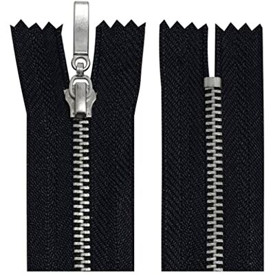 AERZETIX C64683 2 stuks metalen ritssluitingen nr. 3-50 cm niet scheidbaar verchroomd decoratieve schuifregelaar kleur zwart ritssluiting mesh mercerie voor het naaien van kleding AERZETIX C64683 2 stuks metalen ritssluitingen nr. 3-50 cm niet scheidbaar verchroomd decoratieve schuifregelaar kleur zwart ritssluiting mesh mercerie voor het naaien van kleding