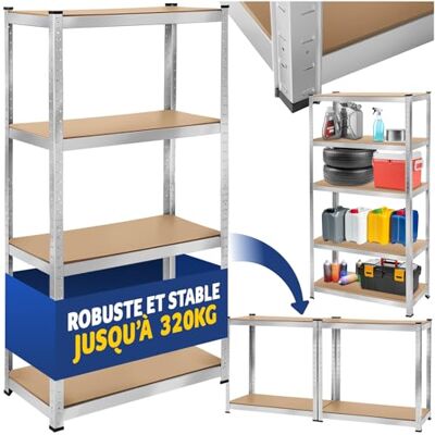 tectake ® Werkplaatsrek met 4 MDF-planken, opbergkast, kelderkast, rek, garagekast voor zware lasten, 360 kg tectake ® Werkplaatsrek met 4 MDF-planken, opbergkast, kelderkast, rek, garagekast voor zware lasten, 360 kg