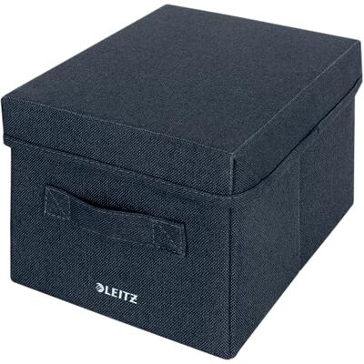 Leitz Set van 2 opbergdozen van stof met deksel, opvouwbare opbergdoos van stof, fluweel, grijs, maat S, 61460089 Leitz Set van 2 opbergdozen van stof met deksel, opvouwbare opbergdoos van stof, fluweel, grijs, maat S, 61460089