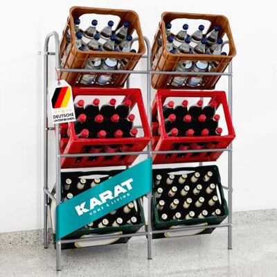 KARAT Opbergdozen voor 6 drankkratten, flessenrek, kelderrek, voorraadkast, garage van metaal, grijs, 96,5 x 32,5 x 115,5 cm (Rocket) KARAT Opbergdozen voor 6 drankkratten, flessenrek, kelderrek, voorraadkast, garage van metaal, grijs, 96,5 x 32,5 x 115,5 cm (Rocket)
