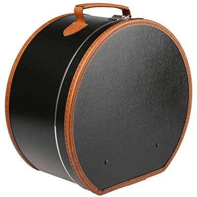 Lierys Zwarte ronde hoedendoos 40 cm x 21 cm hoedendoos met kunstleer met slot koffer voor hoeden ook als decoratie voor het appartement Lierys Zwarte ronde hoedendoos 40 cm x 21 cm hoedendoos met kunstleer met slot koffer voor hoeden ook als decoratie voor het appartement