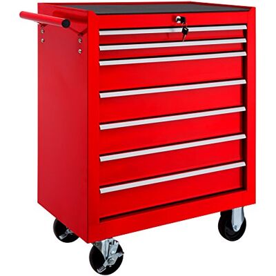 tectake Gereedschapswagen met 7 laden Rolwerkplaats, 69 x 33 x 79 cm, wielen met rem, 2 sleutels inbegrepen rood tectake Gereedschapswagen met 7 laden Rolwerkplaats, 69 x 33 x 79 cm, wielen met rem, 2 sleutels inbegrepen rood