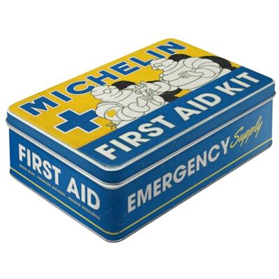 ART Michelin First Aid Kit voorraaddoos, plat, 2,5 liter, cadeau-idee voor motorfans, officieel gelicentieerd product (OLP), metalen container met deksel, vintage design ART Michelin First Aid Kit voorraaddoos, plat, 2,5 liter, cadeau-idee voor motorfans, officieel gelicentieerd product (OLP), metalen container met deksel, vintage design
