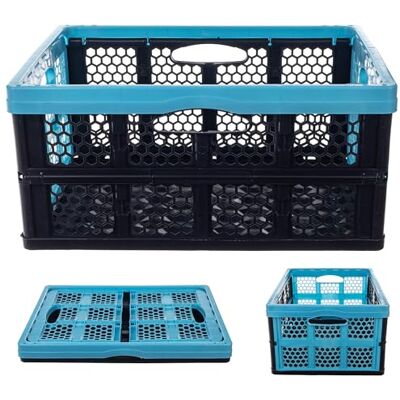 KADAX Vouwbox van kunststof met handgrepen, 47 x 34 x 21,5 cm, studiemand (zwart/blauw) KADAX Vouwbox van kunststof met handgrepen, 47 x 34 x 21,5 cm, studiemand (zwart/blauw)