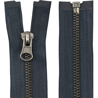 AERZETIX C61543 – Ritssluiting nr. 5 deelbaar 55 cm van vintage metaal – decoratieve handgreep – kleur donkergrijs – schuifregelaar voor lederwaren, naaien, rok, jeans, kurkwerk AERZETIX C61543 – Ritssluiting nr. 5 deelbaar 55 cm van vintage metaal – decoratieve handgreep – kleur donkergrijs – schuifregelaar voor lederwaren, naaien, rok, jeans, kurkwerk