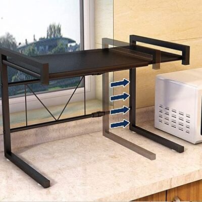 LANTUS Keukenrek, magnetronrek, rek voor magnetron, 2 lagen, uittrekbaar, voor specerijen, conserven, flessen tot 25 kg (42 cm (40-65 cm), zwart) LANTUS Keukenrek, magnetronrek, rek voor magnetron, 2 lagen, uittrekbaar, voor specerijen, conserven, flessen tot 25 kg (42 cm (40-65 cm), zwart)