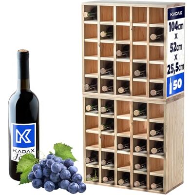 KADAX Houten wijnflessenrek, groot stabiel rek voor vele flessen, rustieke en ruimtebesparende standaard KADAX Houten wijnflessenrek, groot stabiel rek voor vele flessen, rustieke en ruimtebesparende standaard
