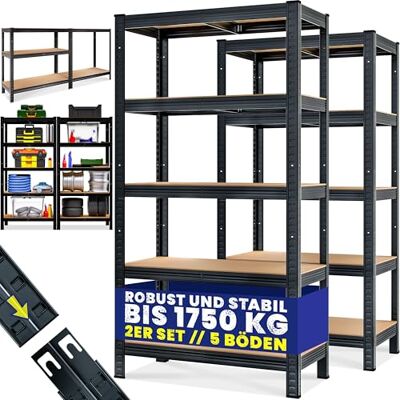 Monzana Set van 2 zware rekken 180 x 90 x 40 cm Zwart Montagemateriaal 1750 kg 10 MDF-platen Steekrek Metalen rek Werkplaatsrek Monzana Set van 2 zware rekken 180 x 90 x 40 cm Zwart Montagemateriaal 1750 kg 10 MDF-platen Steekrek Metalen rek Werkplaatsrek