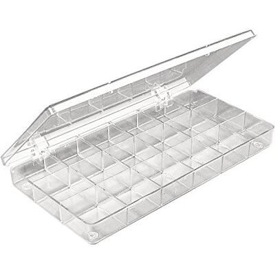 Rayher Opbergdoos met 18 vakken, 3,3 x 3,3 cm, transparant, 20 x 10 x 2 cm, praktische opslag van kleine onderdelen Rayher Opbergdoos met 18 vakken, 3,3 x 3,3 cm, transparant, 20 x 10 x 2 cm, praktische opslag van kleine onderdelen