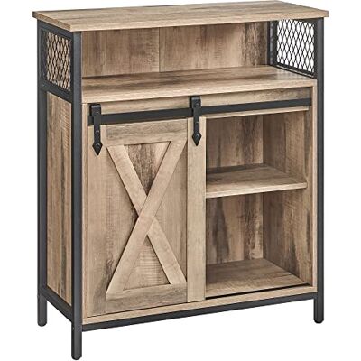 VASAGLE Opbergkast, dressoir met schuifdeur, 70 x 30 x 80 cm Keukenkast, verstelbare planken, woonkamer, entree, rustiek bruin en zwart, collectie DAXTON LSC089B50 VASAGLE Opbergkast, dressoir met schuifdeur, 70 x 30 x 80 cm Keukenkast, verstelbare planken, woonkamer, entree, rustiek bruin en zwart, collectie DAXTON LSC089B50