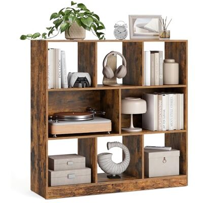 VASAGLE Boekenkast, Opbergmeubel met open vakken, voor Woonkamer, Slaapkamer, Kantoor, Scheidingswand, 97,5 x 30 x 100 cm, Rustiek Bruin LBC52BX VASAGLE Boekenkast, Opbergmeubel met open vakken, voor Woonkamer, Slaapkamer, Kantoor, Scheidingswand, 97,5 x 30 x 100 cm, Rustiek Bruin LBC52BX