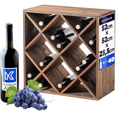 KADAX Houten wijnflessenrek, rustiek en ruimtebesparend rek voor veel flessen KADAX Houten wijnflessenrek, rustiek en ruimtebesparend rek voor veel flessen