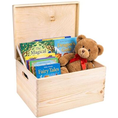 Creative XXL Grote Houten Doos Opberg-Kist 40 x 30 x 24 cm (+/-1cm) Met Deksel en Handvat voor Decoratie Perfect voor Documenten, Voorwerpen, Speelgoed, Gereedschap RUW EN ONVERZEGELD Creative XXL Grote Houten Doos Opberg-Kist 40 x 30 x 24 cm (+/-1cm) Met Deksel en Handvat voor Decoratie Perfect voor Documenten, Voorwerpen, Speelgoed, Gereedschap RUW EN ONVERZEGELD