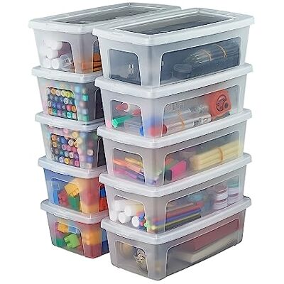Iris Ohyama , MCB-5 Kleine multifunctionele opbergdoos, 5 l, 10 stuks, transparant, gemakkelijk te sluiten, stapelbaar, kunststof, voor kleding, school, organisatie, speelgoed, schrijfwaren, 10 stuks Iris Ohyama , MCB-5 Kleine multifunctionele opbergdoos, 5 l, 10 stuks, transparant, gemakkelijk te sluiten, stapelbaar, kunststof, voor kleding, school, organisatie, speelgoed, schrijfwaren, 10 stuks