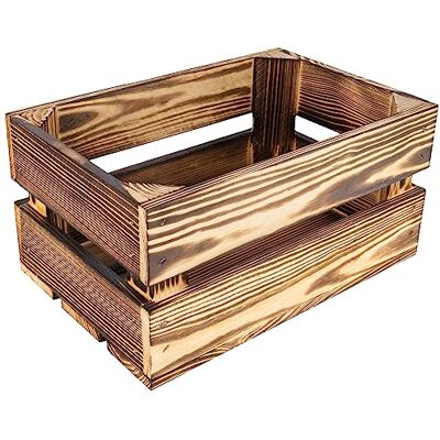 Creative Gevlamde houten kist, 30 x 20 x 15 cm, vintage opslag van hout, decoratieve kist Creative Gevlamde houten kist, 30 x 20 x 15 cm, vintage opslag van hout, decoratieve kist