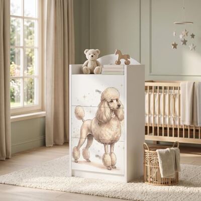 Happy Babies Kindercommode wit met 3 laden, ladekast met mooie print, waskast voor kinderkamer, babykamer, uniseks, nr. 382 Happy Babies Kindercommode wit met 3 laden, ladekast met mooie print, waskast voor kinderkamer, babykamer, uniseks, nr. 382