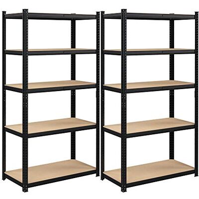 SONGMICS Legbord voor zwaar gebruik, set van 2, kelderplank, opslagplank, 200 x 100 x 50 cm, belastbaar tot 875 kg, 5 verstelbare legborden, metalen legbord, schroefloos legbord, werkplaatsplank, zwart GLR050B02 Étagères Métalliques Modulables en Établi SONGMICS Legbord voor zwaar gebruik, set van 2, kelderplank, opslagplank, 200 x 100 x 50 cm, belastbaar tot 875 kg, 5 verstelbare legborden, metalen legbord, schroefloos legbord, werkplaatsplank, zwart GLR050B02 Étagères Métalliques Modulables en Établi