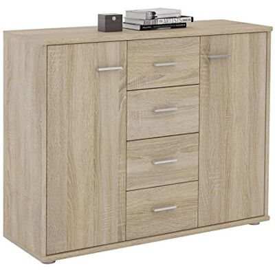 IDIMEX Dressoir Elodie commode met 4 laden en 2 deuren, melamine, decor Sonoma eiken IDIMEX Dressoir Elodie commode met 4 laden en 2 deuren, melamine, decor Sonoma eiken