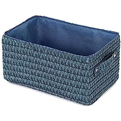 Compactor Opbergmand, rechthoekig, met intrekbare handgreep, versterkt met karton, blauw met bijpassende binnenvoering, serie Lilou, 23 x 15 x 12 cm Compactor Opbergmand, rechthoekig, met intrekbare handgreep, versterkt met karton, blauw met bijpassende binnenvoering, serie Lilou, 23 x 15 x 12 cm