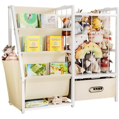 Yorbay Kinderboekenkast, speelgoedrek met 3 vakken, voor het opbergen van fotoboeken en speelgoed, geschikt voor kinderkamer Yorbay Kinderboekenkast, speelgoedrek met 3 vakken, voor het opbergen van fotoboeken en speelgoed, geschikt voor kinderkamer