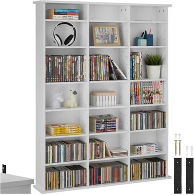 tectake ® Boekenrek CD/DVD voor 840 cd's 105,5 x 19 x 136,5 cm Moderne opbergkast voor kantoor, woonkamer, slaapkamer Woonkamermeubel tectake ® Boekenrek CD/DVD voor 840 cd's 105,5 x 19 x 136,5 cm Moderne opbergkast voor kantoor, woonkamer, slaapkamer Woonkamermeubel