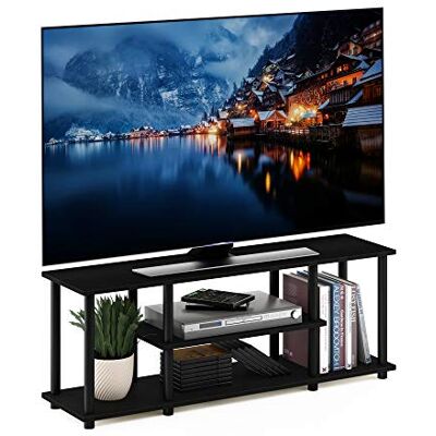 Furinno Entertainment TV-meubelen met 3 niveaus, spaanplaat, walnoot/zwart, 55 inch, walnut/zwart, inch Furinno Entertainment TV-meubelen met 3 niveaus, spaanplaat, walnoot/zwart, 55 inch, walnut/zwart, inch