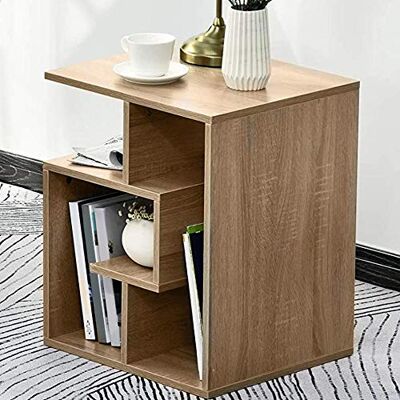 BAKAJI Boekenkast lage plank 4 planken MDF houten zijtafel bank modern design meubels voor woonkamer, huis of kantoor, afmetingen 45 x 40 x 55 cm (eiken) BAKAJI Boekenkast lage plank 4 planken MDF houten zijtafel bank modern design meubels voor woonkamer, huis of kantoor, afmetingen 45 x 40 x 55 cm (eiken)