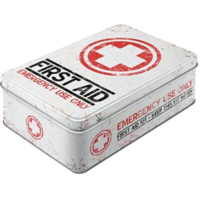 ART Retro voorraadblik plat, First Aid Kit – Geschenkidee voor nostalgiefans, Blik met deksel, Vintage design, 2,5 l ART Retro voorraadblik plat, First Aid Kit – Geschenkidee voor nostalgiefans, Blik met deksel, Vintage design, 2,5 l