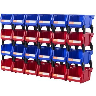 VEVOR 24 stuks stapelbare opbergbakken van kunststof (12,7 x 10,2 x 7,6 cm), robuuste stapelbare opbergbakken voor kast, garage, kantoor of kleine ruimtes VEVOR 24 stuks stapelbare opbergbakken van kunststof (12,7 x 10,2 x 7,6 cm), robuuste stapelbare opbergbakken voor kast, garage, kantoor of kleine ruimtes