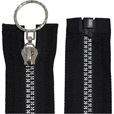 AERZETIX C65128 – set van 2 ritssluitingen nr. 5 65 cm zelfblokkerend deelbaar – decoratieve ritssluiting van metaal – kleur zwart/zilver – schuifregelaar voor kleding jas anorak AERZETIX C65128 – set van 2 ritssluitingen nr. 5 65 cm zelfblokkerend deelbaar – decoratieve ritssluiting van metaal – kleur zwart/zilver – schuifregelaar voor kleding jas anorak