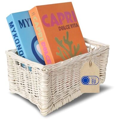 Creative Opbergmand van wilgenhout, wit, 30 x 20 x 16 cm (+/- 1 cm), opbergdoos, badkamermand Creative Opbergmand van wilgenhout, wit, 30 x 20 x 16 cm (+/- 1 cm), opbergdoos, badkamermand