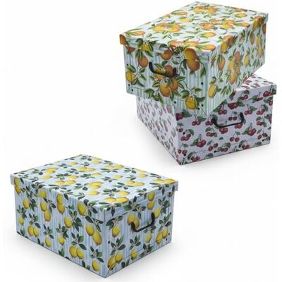 Spetebo Set van 3 opbergdozen met deksel, 51 x 37 cm, fruit, stapelbare kartonnen doos met handgrepen, 45 liter, organizer, multifunctionele opbergdoos, stapelbare geschenkdoos Spetebo Set van 3 opbergdozen met deksel, 51 x 37 cm, fruit, stapelbare kartonnen doos met handgrepen, 45 liter, organizer, multifunctionele opbergdoos, stapelbare geschenkdoos