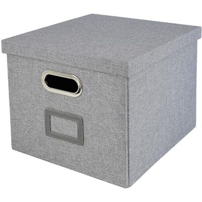 HMF Opbergdoos met deksel voor hangmappen DIN A4, hangmap, geschikt voor Kallax, 33 x 37,5 x 28 cm, grijs HMF Opbergdoos met deksel voor hangmappen DIN A4, hangmap, geschikt voor Kallax, 33 x 37,5 x 28 cm, grijs