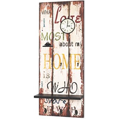 HAKU Moebel 89715 Wandgarderobe, MDF/staal, vintage, 14 x 40 x 100 cm HAKU Moebel 89715 Wandgarderobe, MDF/staal, vintage, 14 x 40 x 100 cm
