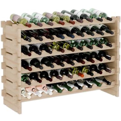 Lenmar RW-STK RW-STK Wijnrek van hout, capaciteit van 48 tot 60 flessen, 6 niveaus, beige, ideaal voor kelder of woonkamer, decoratief rek, robuust wijnrek voor wijnflessen Lenmar RW-STK RW-STK Wijnrek van hout, capaciteit van 48 tot 60 flessen, 6 niveaus, beige, ideaal voor kelder of woonkamer, decoratief rek, robuust wijnrek voor wijnflessen
