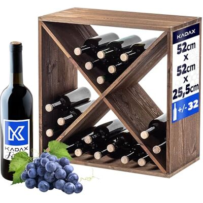 KADAX Houten wijnflessenrek, rustiek en ruimtebesparend rek voor veel flessen KADAX Houten wijnflessenrek, rustiek en ruimtebesparend rek voor veel flessen