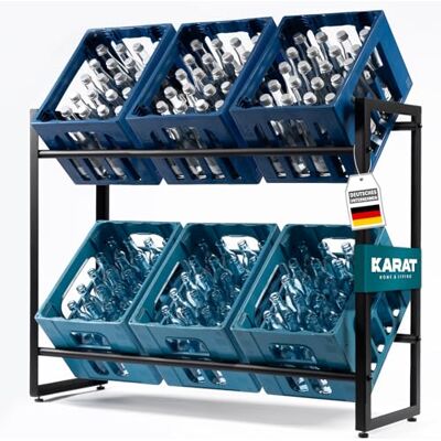 KARAT Kenji Drankkrattenrek voor 6 kisten, stabiel en ruimtebesparend, metalen rek, opslag voor dranken KARAT Kenji Drankkrattenrek voor 6 kisten, stabiel en ruimtebesparend, metalen rek, opslag voor dranken