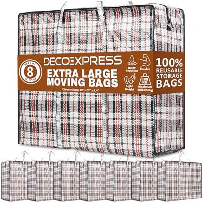 DECO EXPRESS Grote opbergtas Jumbo Bag voor opslag van kleding of verhuizing, multipack (8 stuks) DECO EXPRESS Grote opbergtas Jumbo Bag voor opslag van kleding of verhuizing, multipack (8 stuks)