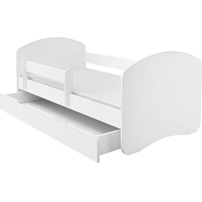 ACMA II Junior bed, 140 x 70 cm, wit, met matras en lattenbodem, kinderbed met veiligheidsbarrières, draagvermogen tot 120 kg, versie met lade ACMA II Junior bed, 140 x 70 cm, wit, met matras en lattenbodem, kinderbed met veiligheidsbarrières, draagvermogen tot 120 kg, versie met lade