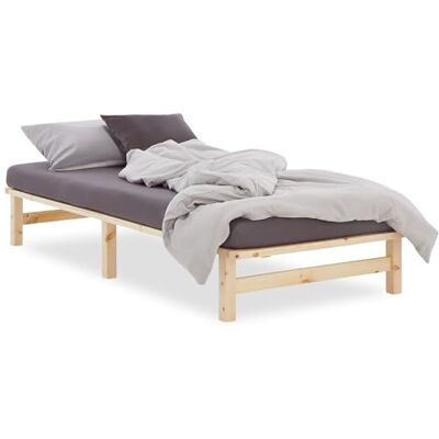 Homestyle4u Palletbed 90x200 cm, bedframe van massief grenenhout natuur met lattenbodem, Homestyle4u Palletbed 90x200 cm, bedframe van massief grenenhout natuur met lattenbodem,
