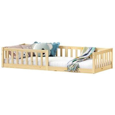 IDIMEX Gustavo Vloerbed met valbescherming, massief grenen, naturel, 90 x 200 cm, vloerbed met Montessori valbescherming IDIMEX Gustavo Vloerbed met valbescherming, massief grenen, naturel, 90 x 200 cm, vloerbed met Montessori valbescherming
