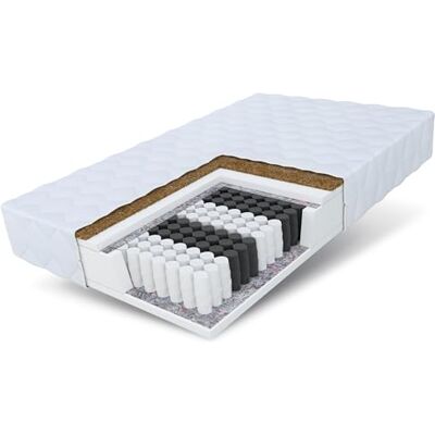 FDM HOME Matras, 120 x 200 cm, dikte 17 cm, pocketveringmatras, hard, H3/H4, tweezijdig, 7 comfortzones, kokoslaag, wasbaar, Oeko-Tex, hypoallergeen FDM HOME Matras, 120 x 200 cm, dikte 17 cm, pocketveringmatras, hard, H3/H4, tweezijdig, 7 comfortzones, kokoslaag, wasbaar, Oeko-Tex, hypoallergeen