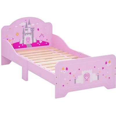HOMCOM Kinderbed, 140 x 70 cm, prinsessendesign, lattenbodem, roze HOMCOM Kinderbed, 140 x 70 cm, prinsessendesign, lattenbodem, roze