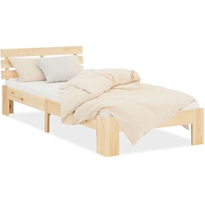 Homestyle4u Eenpersoonsbed van hout, 90 x 200 cm, met lattenbodem, naturel Homestyle4u Eenpersoonsbed van hout, 90 x 200 cm, met lattenbodem, naturel