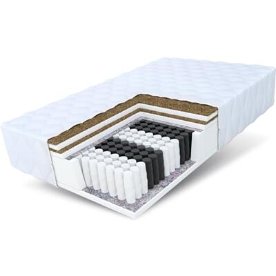FDM HOME MAX Tweepersoonsmatras 160 x 200 cm dikte 26 cm pocketvering matras H3 H5 tweezijdig 7 comfortzones kokoslaag overtrek wasbaar Oeko-Tex hypoallergeen FDM HOME MAX Tweepersoonsmatras 160 x 200 cm dikte 26 cm pocketvering matras H3 H5 tweezijdig 7 comfortzones kokoslaag overtrek wasbaar Oeko-Tex hypoallergeen