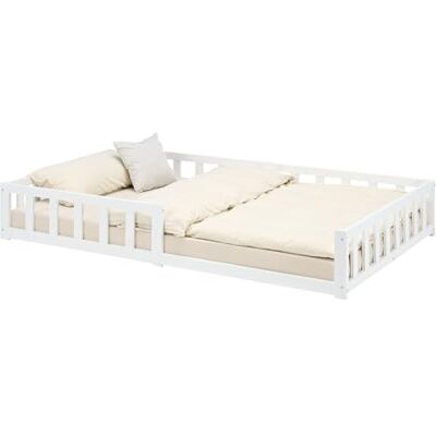 Homestyle4u 2838 Vloerbed, 120 x 200 cm, wit, Montessori voor kinderen, met valbescherming, hout, lattenbodem Homestyle4u 2838 Vloerbed, 120 x 200 cm, wit, Montessori voor kinderen, met valbescherming, hout, lattenbodem