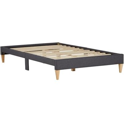 Homestyle4u Gestoffeerd bed, 140 x 200 cm, met lattenbodem, futonbed, grijs Homestyle4u Gestoffeerd bed, 140 x 200 cm, met lattenbodem, futonbed, grijs