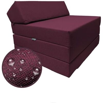 FORTISLINE Vouwmatras, 200 x 70 x 10 cm, 3-delig, gastenmatras, camping, vouwmatras met waterdichte buitenhoes, kubus, gastenmatras, caravan, wijnrood FORTISLINE Vouwmatras, 200 x 70 x 10 cm, 3-delig, gastenmatras, camping, vouwmatras met waterdichte buitenhoes, kubus, gastenmatras, caravan, wijnrood